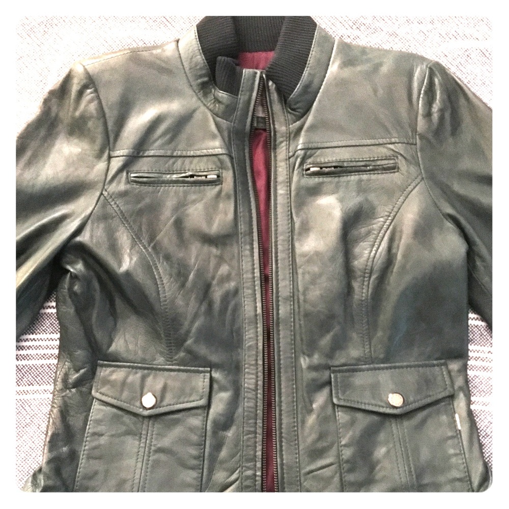 Forest Green Moto Leather Jacket